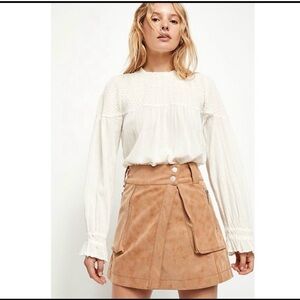 Free people tan Carson Utility mini skirt